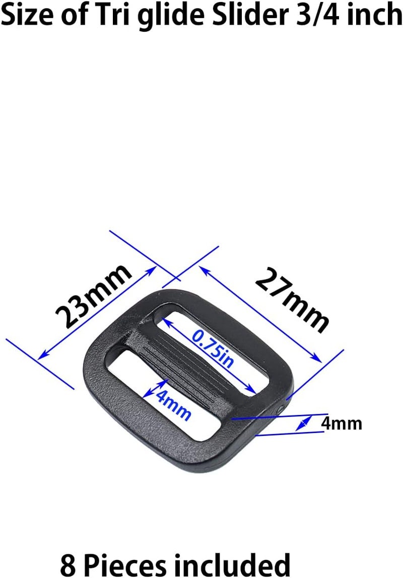 Baitoo Tri glide Slider,Heavy Duty Plastic Tri Glide Slide Buckle Strap sliders Adjusters for Backpack Strap Belt - Image 2